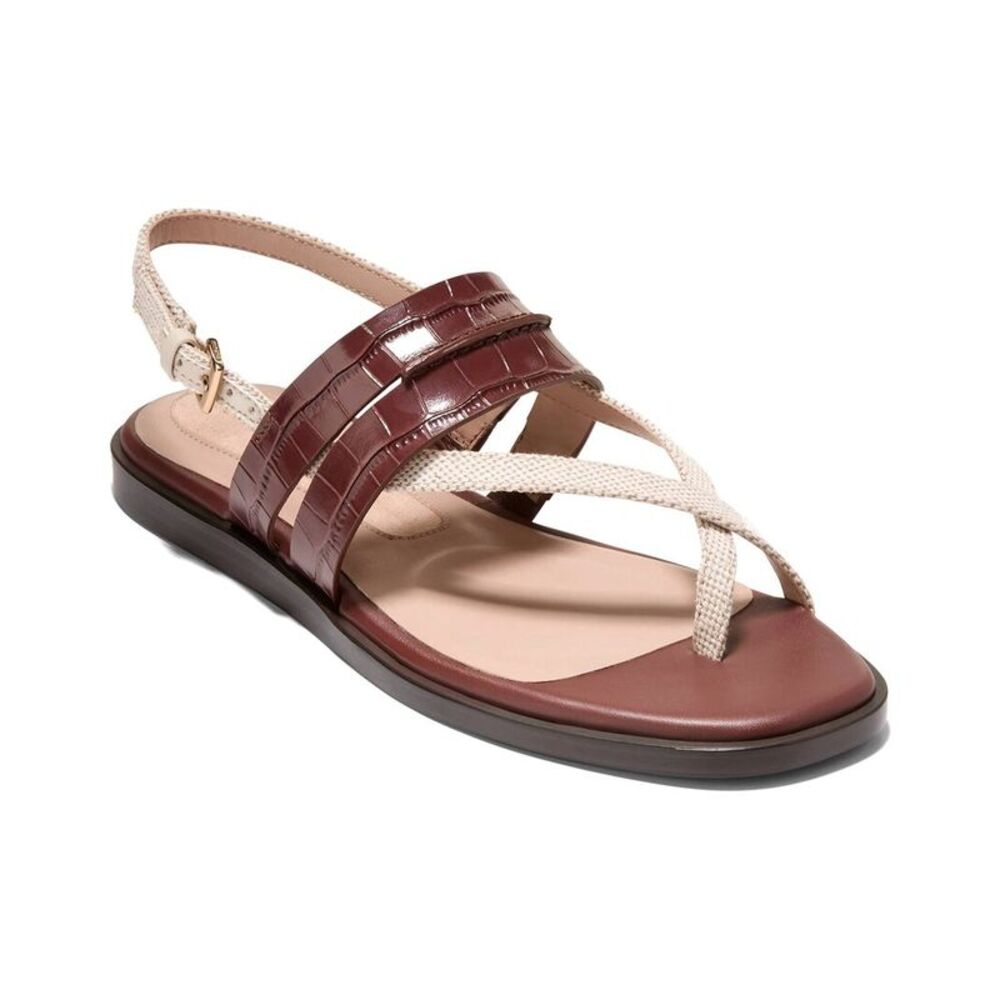 Cole Haan Go-To Estella Flat Leather Thong Sandal, Brown